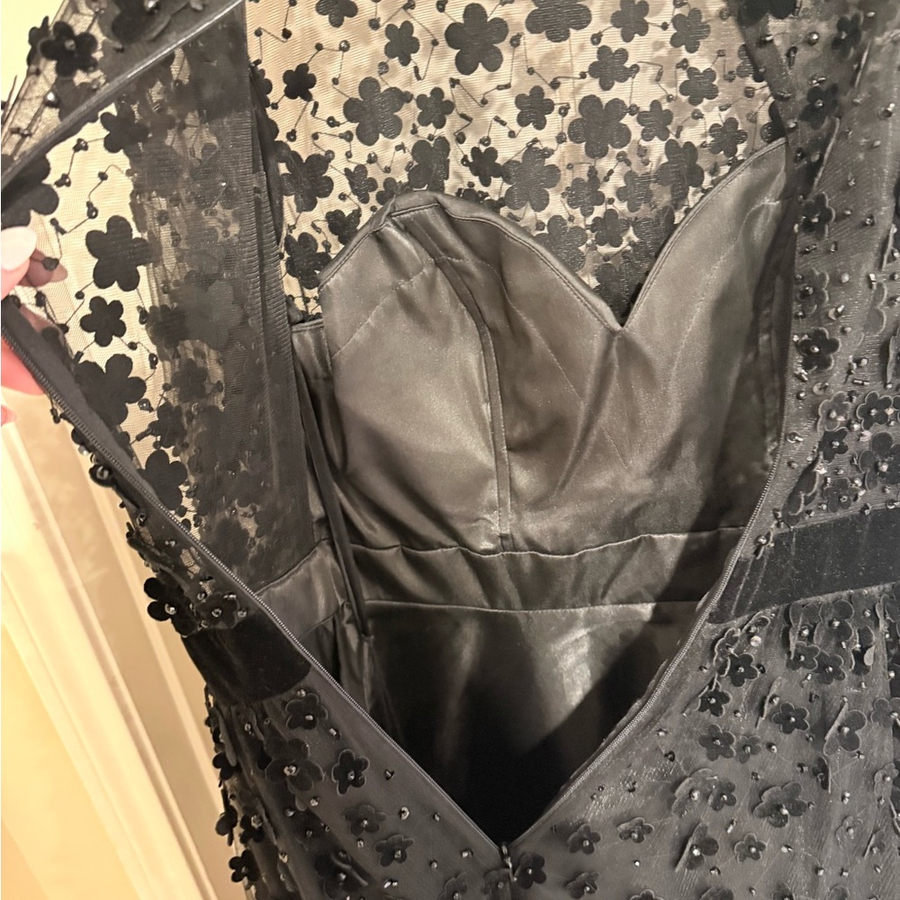 Mac Duggal Black Embellished Long Sleeve Cocktail Dress - Picture 5 of 5